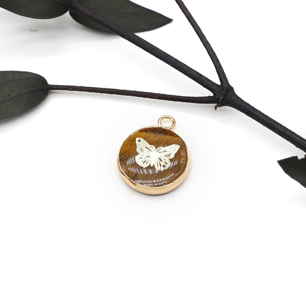 2Pcs Small Pendant Natural Stone Butterfly-Shaped Patter Pendant For Jewelry Making DIY Necklace Earrings Bracelet Accessory