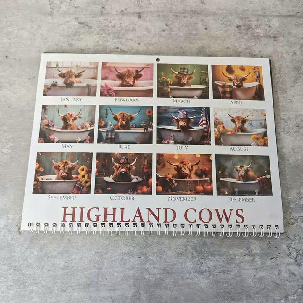 Highlands Cow Calendar 2026 Monthly Planner, 12 Month Wall Calendar,tub Cow 2026 Wall Calendar For Animals Lovers