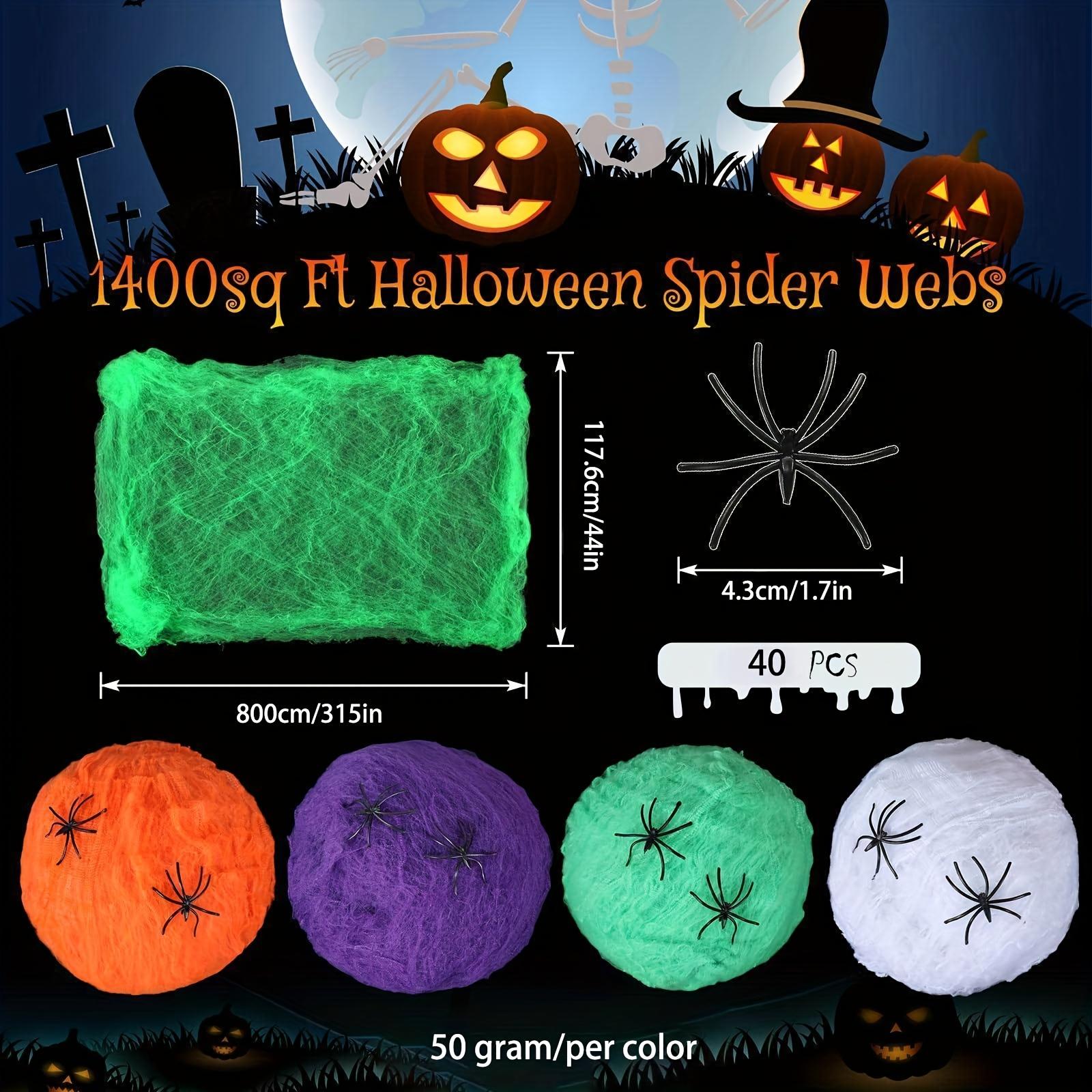 

Halloween Artificial Spider Web Decor - White Stretchy Cobweb Glowing in the Dark for Scary Party Scene Props Indoor Outdoor