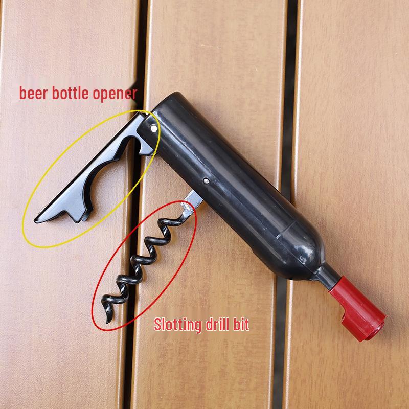 Wine Bottle and Beer Opener: Dual-Use, Multifunctional, Portable, Red Wine Design, Refrigerator Magnet.