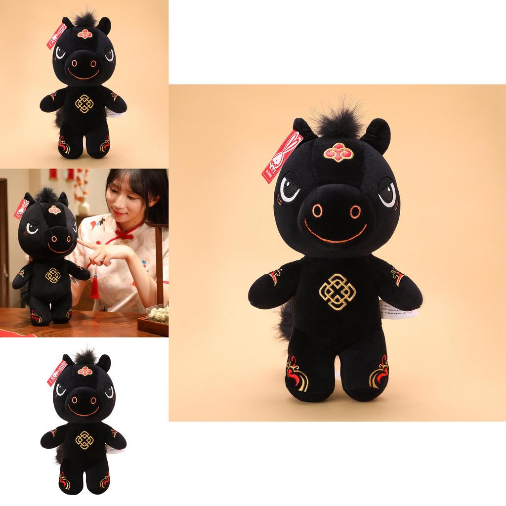 Horse Year Mascot Plush Toy With Soft Short Pile For Chinese New Year Gift