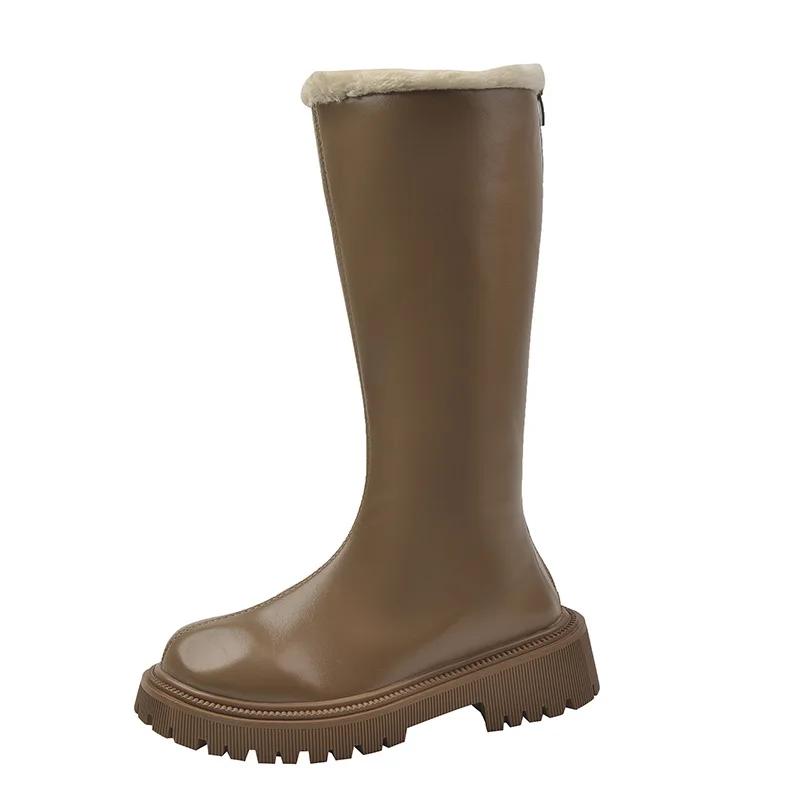 Thickened Thigh-high Boots for Women 2024 Autumn/Winter New Fashion Back Zipper Raw Edge Boots for Women