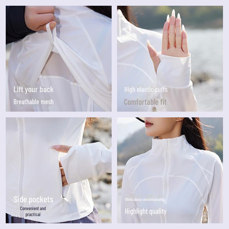 Women's Ultra-Light UV Protection Yoga Jacket - Stylish Slim Fit Summer Cardigan with Stand Collar