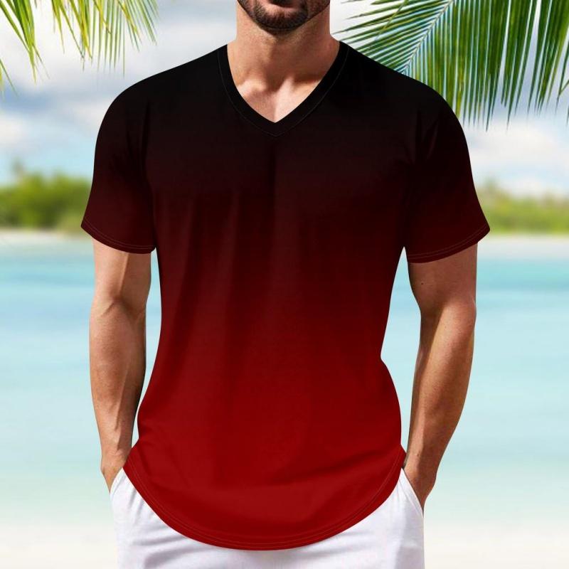 3D Printed Gradient Colorful T-Shirt For Men Fashion Graphic Tees Casual Sports Loose Round Neck T Shirts Short Sleeve Tops
