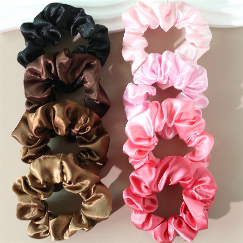 8 Stück/Set Satin Dickdarm Haarband Einfach und Vielseitig Französisches Kopfseil Pferdeschwanz Haarband Damen Haarschmuck