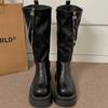 Fashion Winter Platform Chunky Woman Knee High Boot Fashion Side Zippers Height Increase Shoes Punk Style Ladies Knight Long Booties