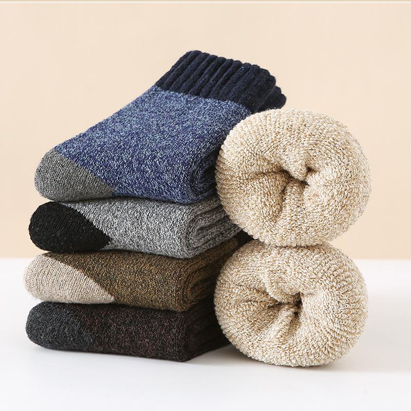Meias de Inverno Masculinas em Lã Cashmere e Malha Terry: Super Grosso, Quente, Design de Cano Médio
