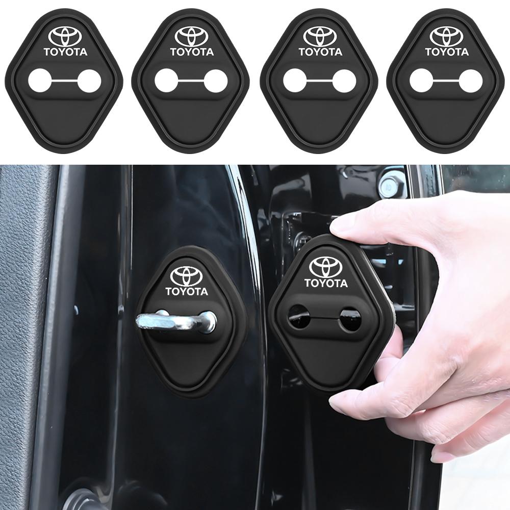 2/4PCS Silicone Car Door Lock Cover Protect Sticker for Toyota Avalon Mirai Avensis Prado Hilux VVT-I 4WD Corolla E150 E120 Sw4