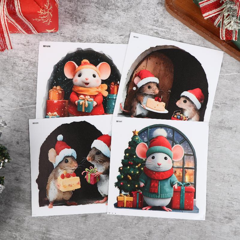 Cute Christmas Small Mouse Hole Wall Stickers Xmas Decoration For Home Noel Navidad Merry Christmas New Year Accessories