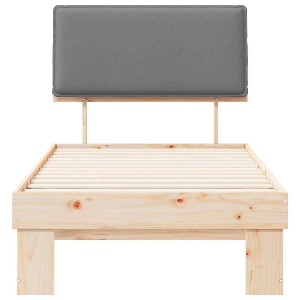 Bed Frame with Padded Headboard Light Grey 75 x 190 cm