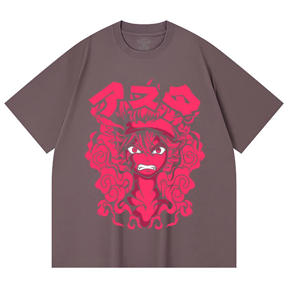 230 Gsm 100% Cotton Black Clover V6 Asta Print Unisex Heavy Cotton T Shirt