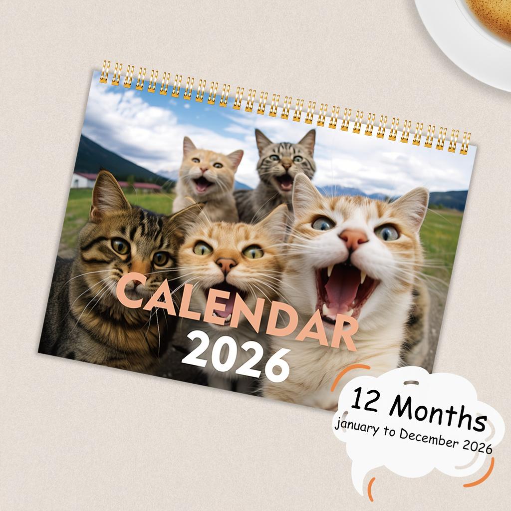 2026 Wall Calendar - Durable Paper January To December Yearly Desktop Funny Calendar Perfect Gift for Cat Lovers