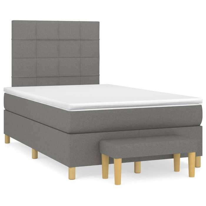 Maison Exclusive - Sommier à lattes de lit avec matelas Gris foncé 120x200cm Tissu