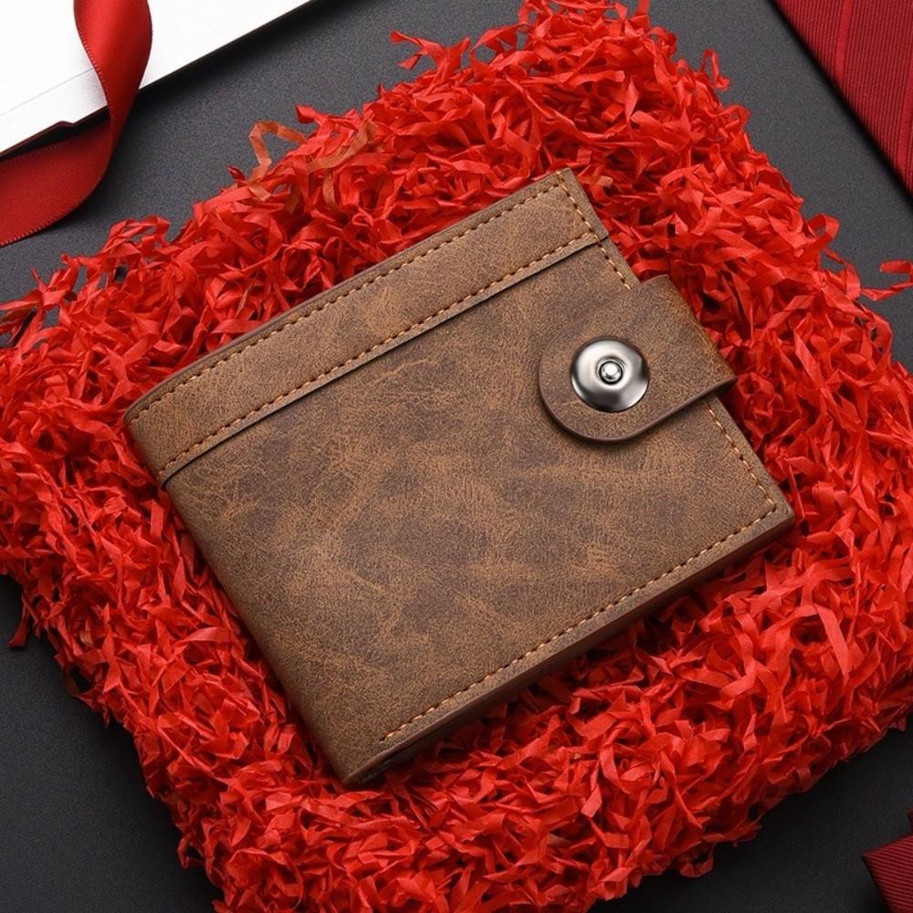 Durable Ultra Thin PU Leather Wallet Portable Lightweight Short Wallet Credit Card Holder Men