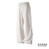 Summer Men's Ice silk Waterproof Pants Casual Zipper Can Tie Feet Solid Straight Elastic Waist Trousers Loose Daily Pants 5XL