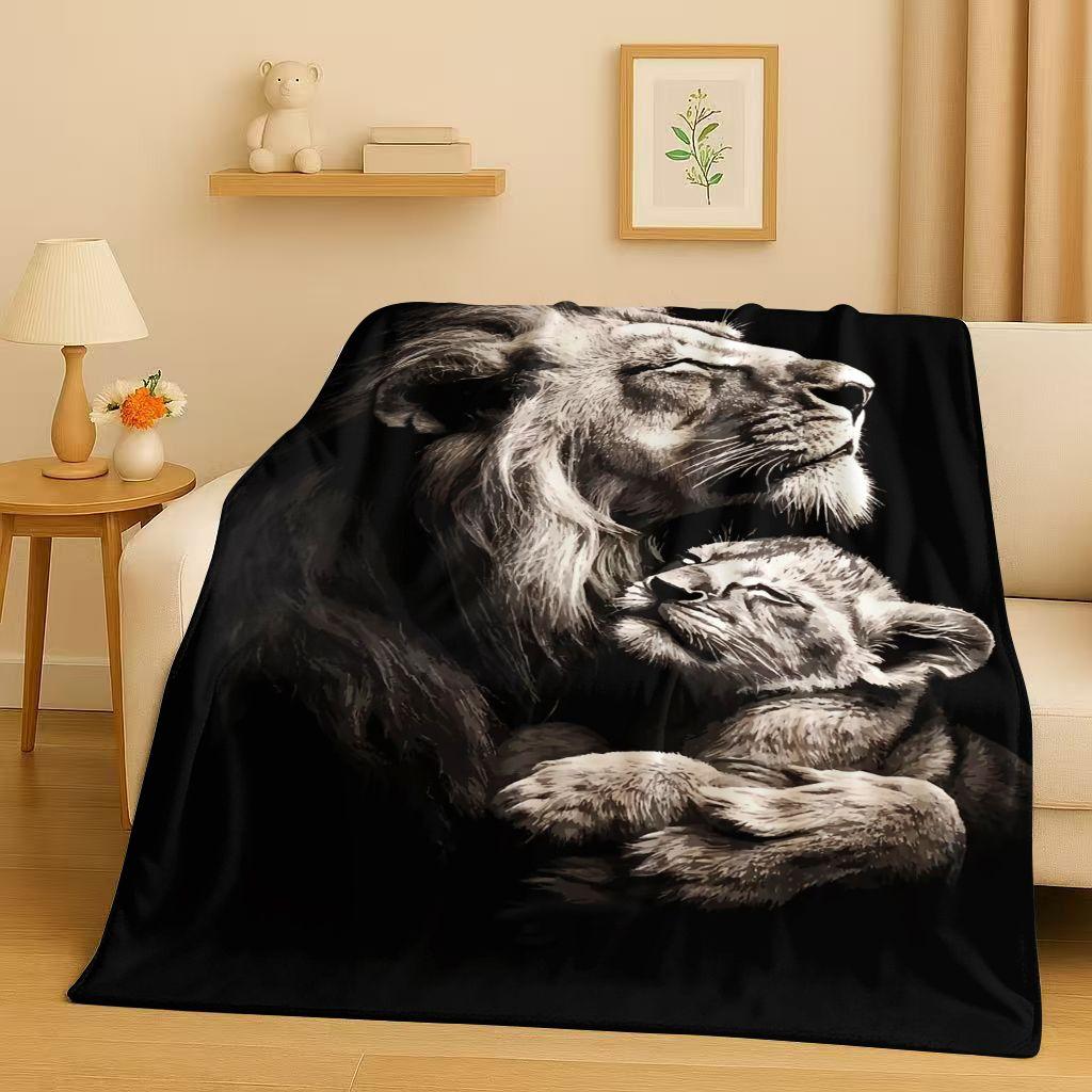 26 Style Tiger Lion Beast Art Cartoon Flannel Blanket,Ultra Soft Warm Plush Throw for Home Bedroom Bed Sofa Cover Office Travel