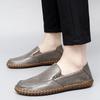Spring and Autumn New Casual Shoes Breathable Driving Loafers One Pedal Doudou Shoes Soft Sole Leather Handmade Men's Shoes