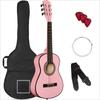 For 30in Kids Acoustic Guitar Beginner Starter Kit with Strap, Case, Strings - Pink .ULTIMATE BEGINNER ACOUSTIC GUITAR