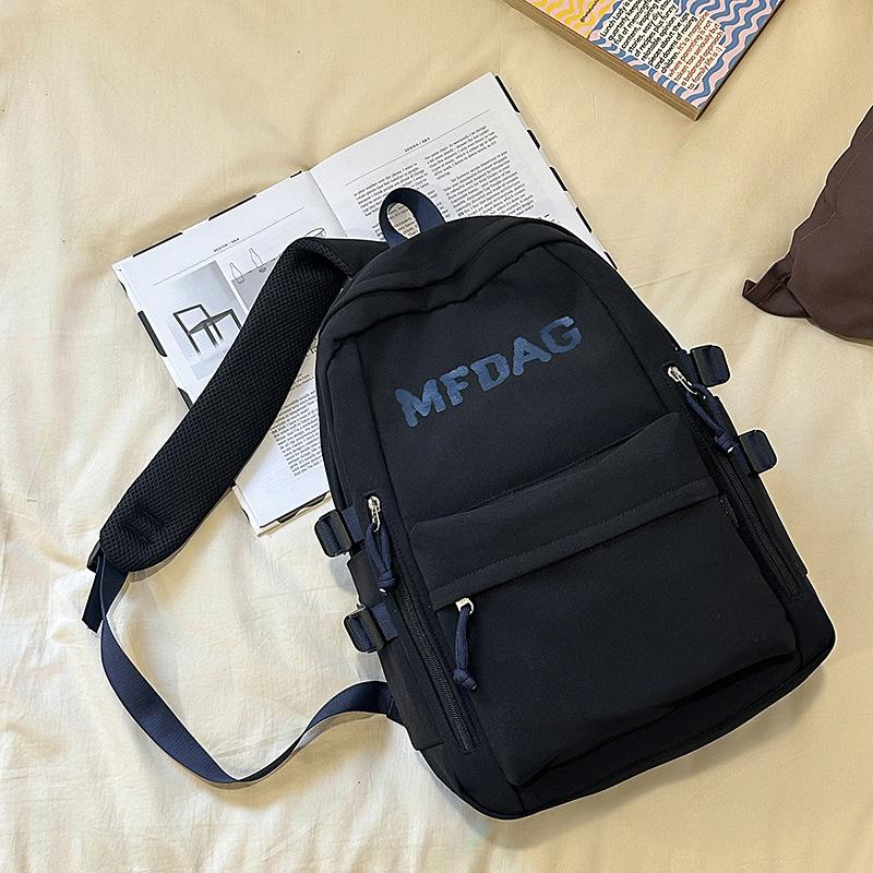Korean Version of the New Thickened Fabric Collegiate Style Schoolbag College Student Fashion Large Capacity Backpack Middle and High School Backpack