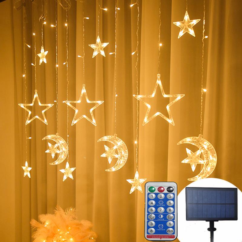Moon and Stars LED String Curtain Lights - Decorative Solar Festive Lights 3.5m Plug-In 220V Flat Plug теплый белый