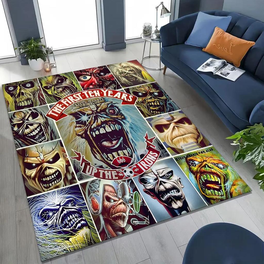 3D I-Iron-Maidens Music Band Art Carpet Rug for Bedroom Living Room Sofa Home Doormat Decor,Large Kids Non-slip Floor Mat