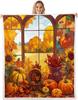 Fall Gnome Throw Blanket Twin Autumn Maple Leaf Fleece Blanket Exotic Style Hippie Dwarf Sherpa Blanket Thanksgiving Harvest