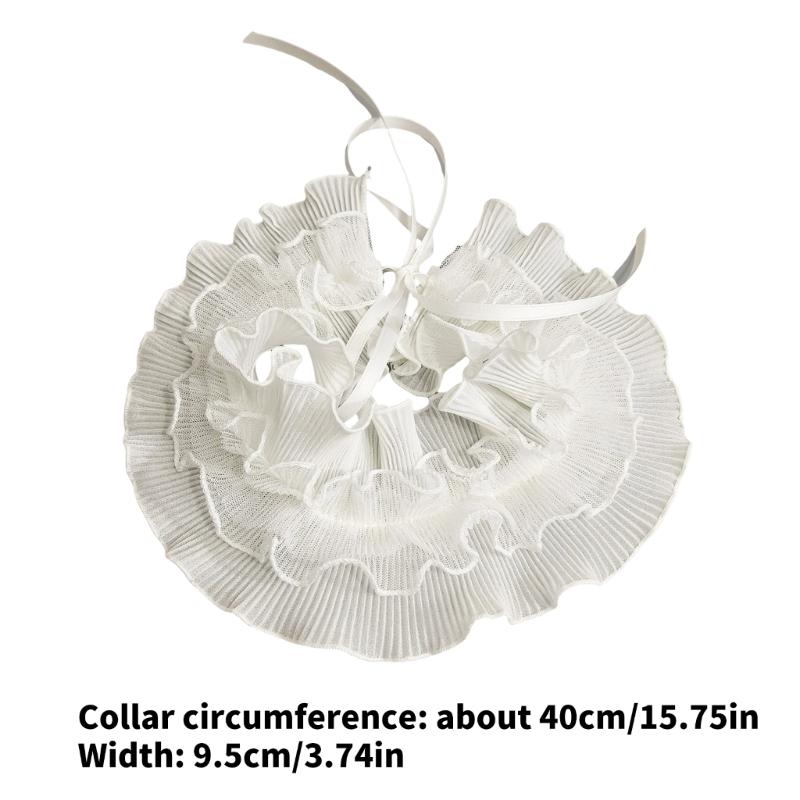 Vintage Ruffle Lace Collar Detachable Neck Ruff Collar Women Neckwear Blouse Skirt Decorative Neckwear for Theme Event