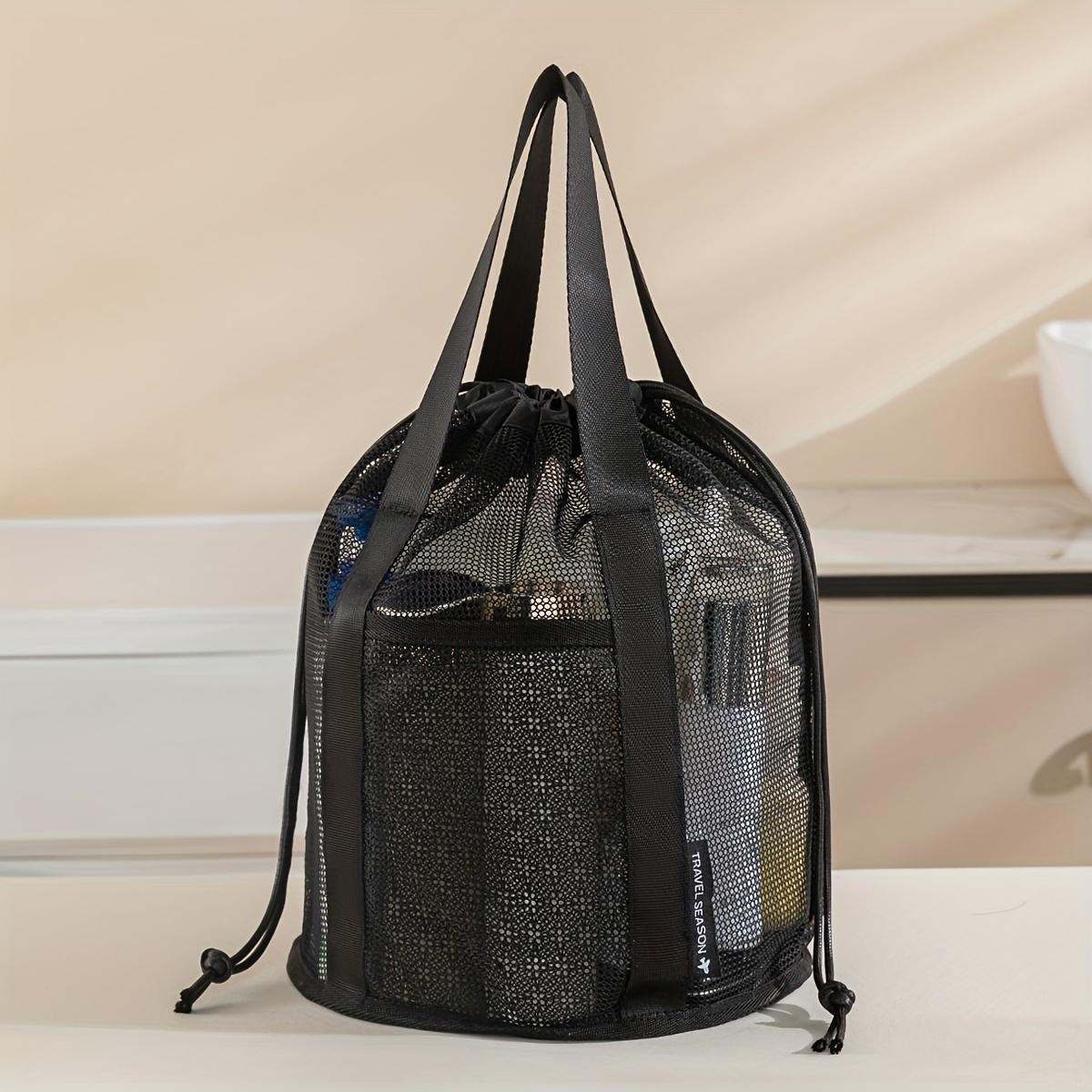 

Large-capacity Drawstring Mesh Beach Bag Storage Pouch, Can Be Worn As A Shoulder Bag or Carried By Hand чёрный