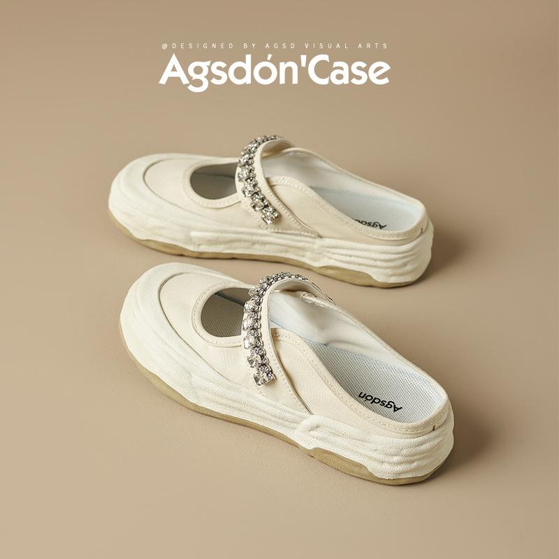 Augustine taška hlava poloviční pantofle dámské 2025 nové podzimní lehké sandály na platformě na jedno našlápnutí plátěné boty