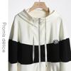 Women's Color-Block Hooded Cardigan Sweatshirt Jacket