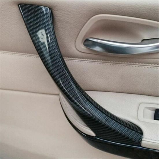 1 Set Glossy Carbon Fiber Car Interior Door Handle Trim Change For BMW 3 05-12