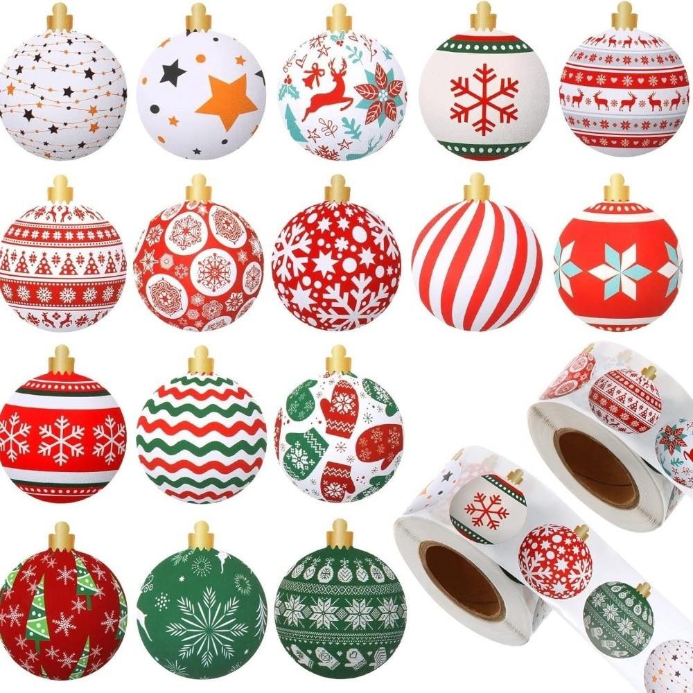 500pcs 3CM Merry Christmas Stickers Seal Labels Xmas Ball/Snowflake Christmas Decoration Stickers Xmas Doodle Stickers