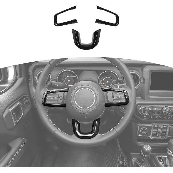 RT-TCZ For Wrangler JL Steering Wheel Trim Decal Panel Green For Jeep Wrangler JL JLU Gladiator JT 2018-Present Green Interior Accessories 3Pcs