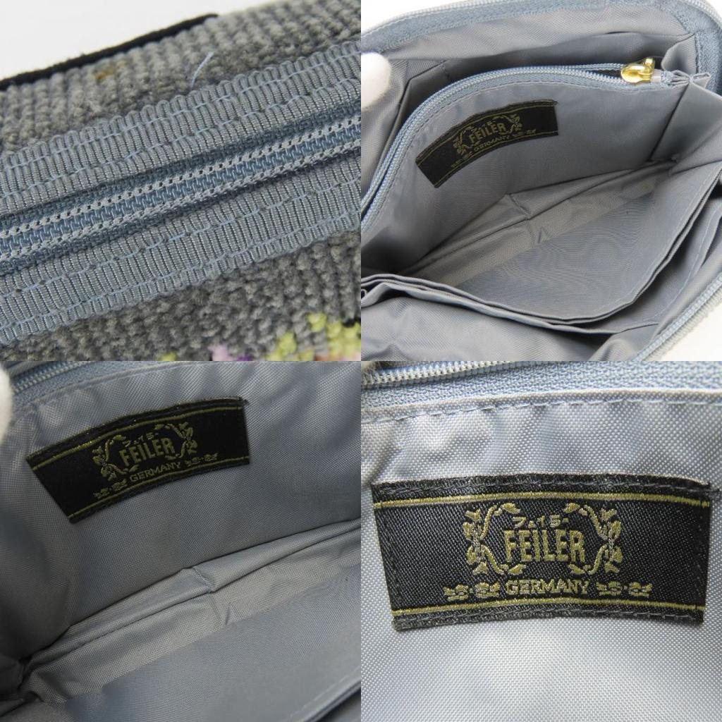 Used FEILER Pouch Pile Gray Multicolor Floral