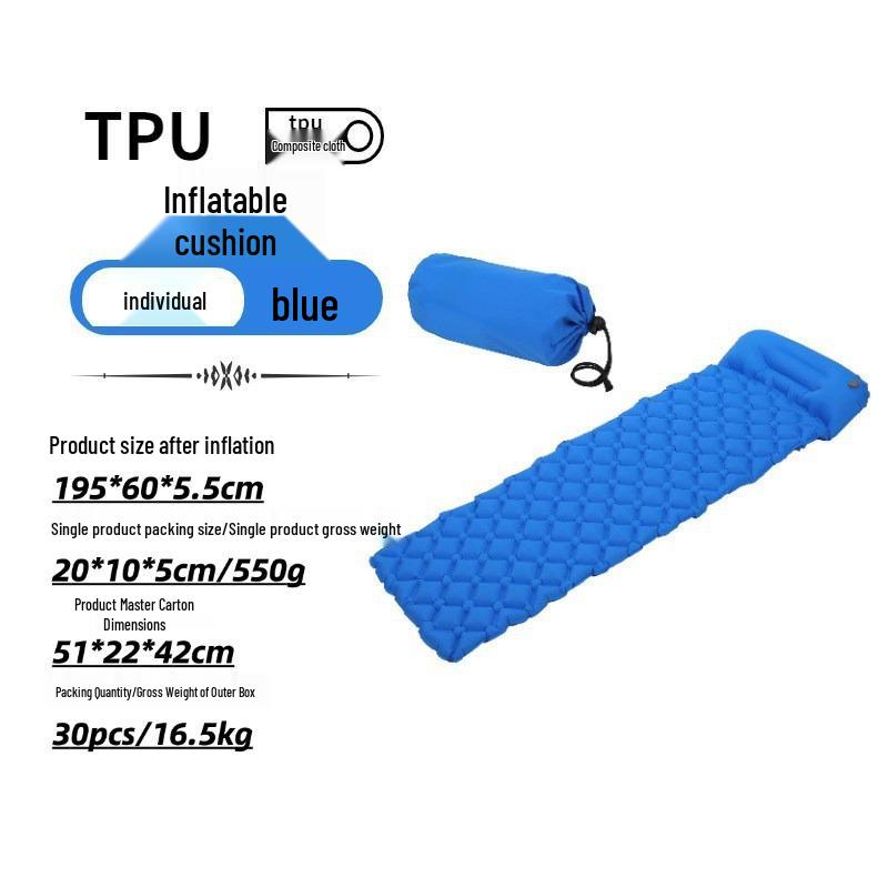 Colchoneta inflable para dormir TPU para una persona: Colchón Portátil, Impermeable, de Alta Elasticidad para Acampada al Aire Libre.