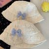 Bow Bucket Caps Lightweight Sunscreen Hat Fashion Seersucker Caps  Female