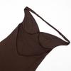 European Style Women's One-Shoulder Patchwork Mesh Dress - Spring 2026 Arrival, Solid Color, Backless Design