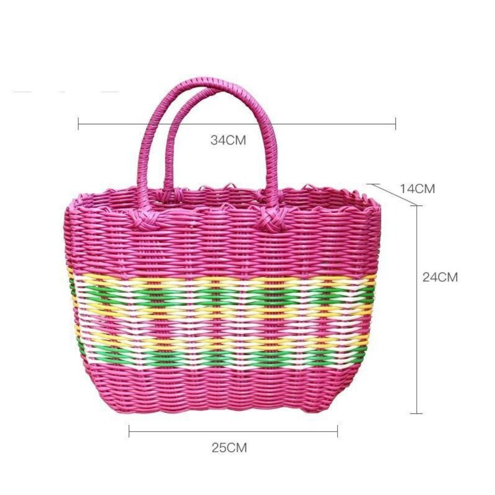 Woven Handheld Vegetable Basket High-End Bath Basket Fashion Plastic Woven Basket  Vegetable Market