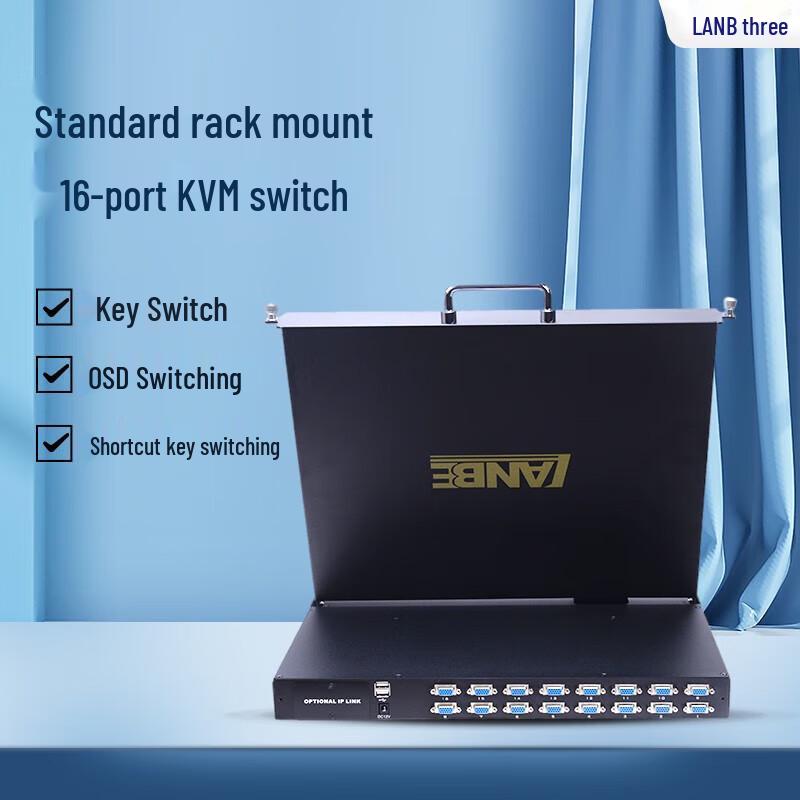 

LANBE 17-Inch 16-Port VGA Rack-Mount KVM Switch
