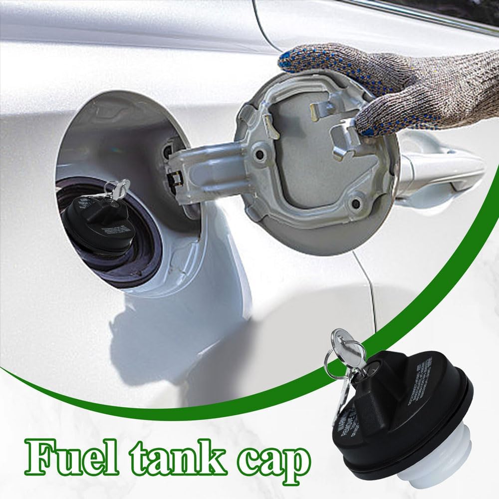 Locking Gas Cap Fuel Tank With Key, Gas Cap Lock Locking Fuel Cap Cover Replacement For Toyota 4Runner, Chevy Silverado 1500 2500 3500, Nissan GMC