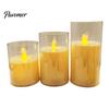 Flickering Led Pillar Candles for Holiday Flameless LED Candles, Battery Operated Acrylic Realistic Wax Lights Christmas Decor Warm Color Light