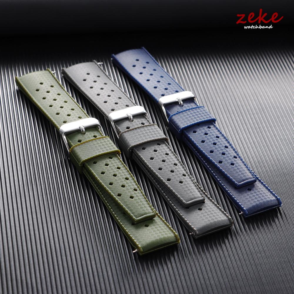 Premium Tropische FKM Gummiarmbänder 20mm 22mm Schnellverschluss Passform Flaches Ende Universelles Uhrenarmband Weiches Silikon Smartwatch Uhrenarmband