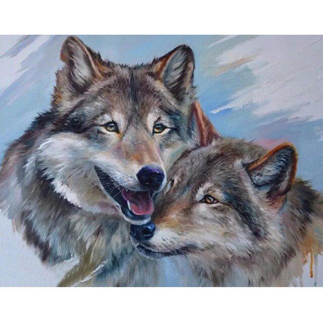 Wolf DIY 5D Diamond Painting Full Round Resin Rhinestone Mosaic Animal Paintings Diamond Embroidery Cross Stitch Home Decor
