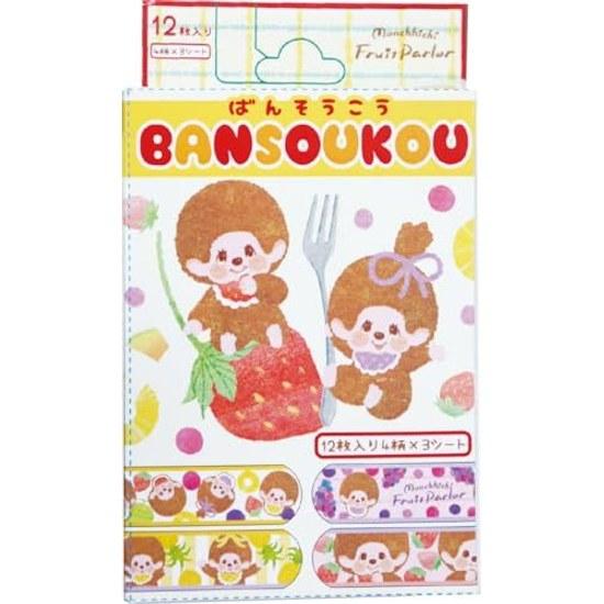 Monchhichi Band-Aid 12 Pieces 4 Designs 3 Sheets First Aid Injury Standard Size 1972mm Character Cute Adult Child Kids Large Capacity Band-Aid.