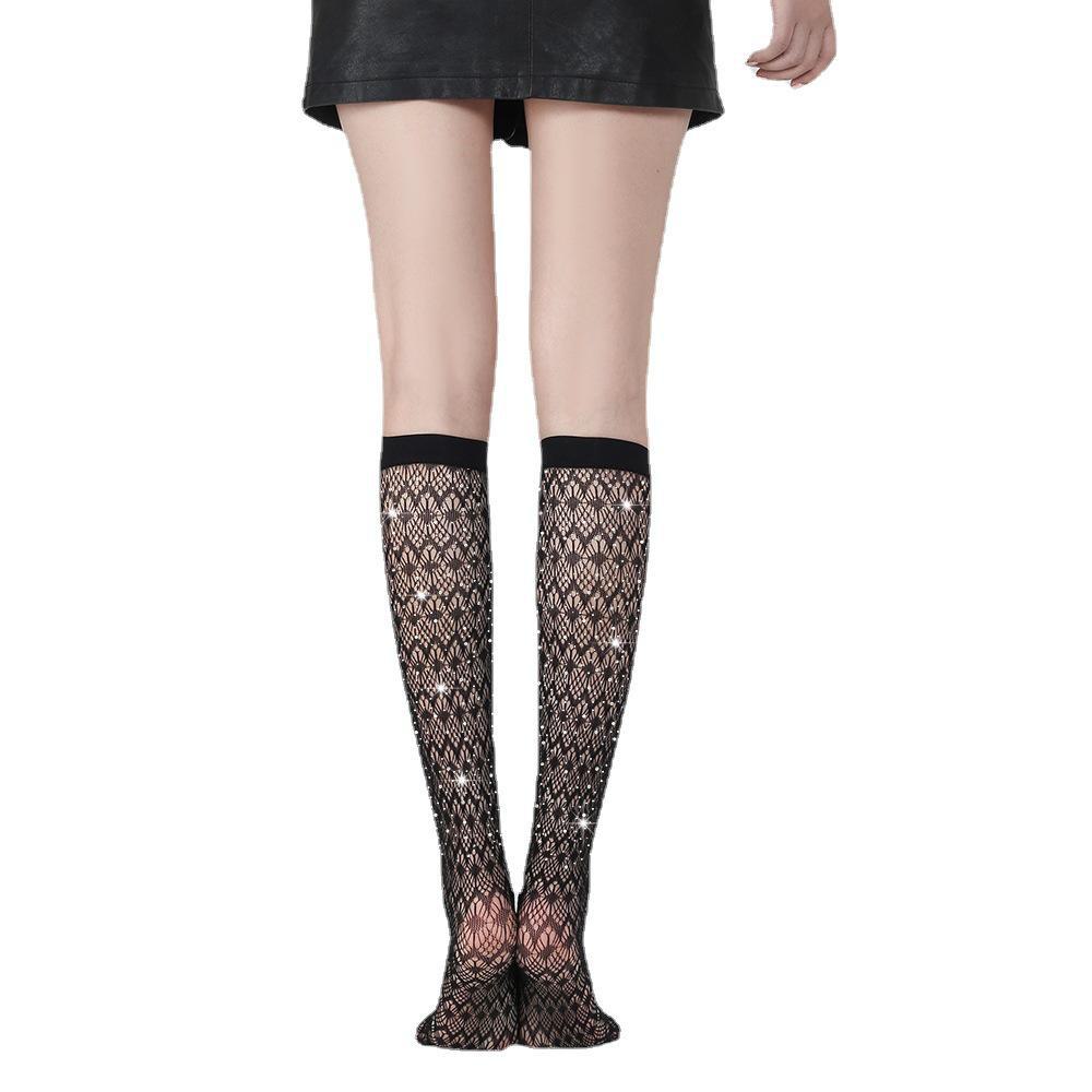 Damen Einfarbig Weiße Diamant Mittelwaden Socken - TZ5001