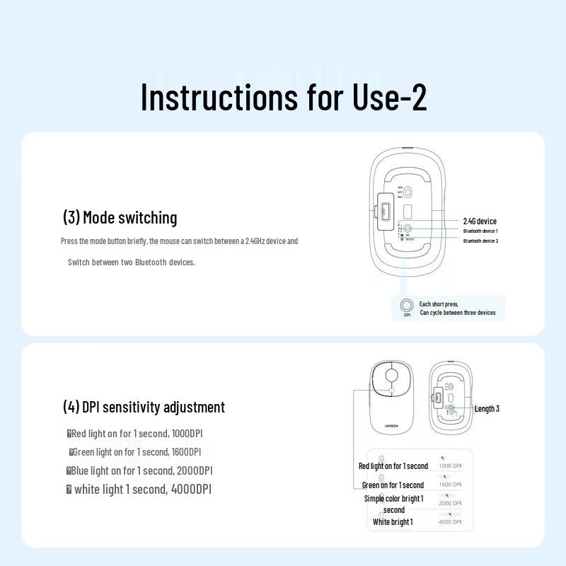 Ugreen MU102 Dual-Mode Wireless Bluetooth Silent Mouse