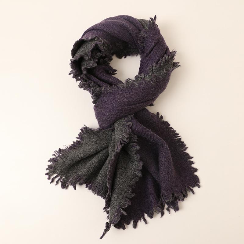 

Новый двусторонний гетерохромный двухслойный кашемировый шарф осень-зима шарф с бородой мужской и женский кашемировая маленькая шаль