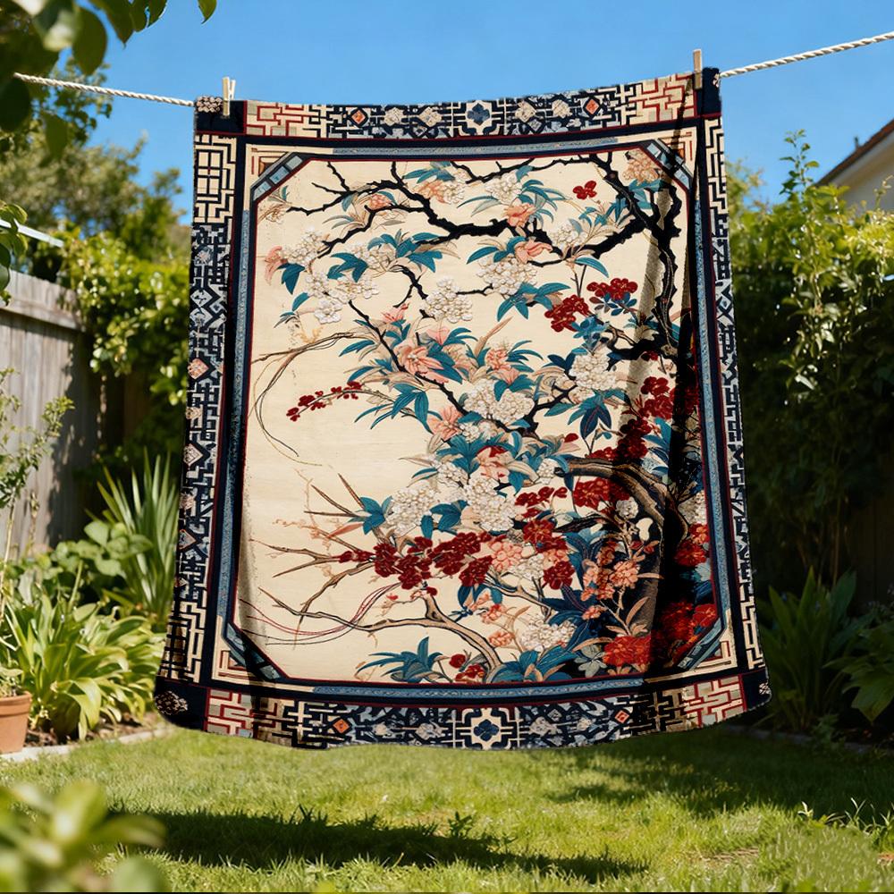 

1pc FloralOutdoor Blanket, Soft And Comfortable Blanket, Casual Warm Outdoor Blanket, Good Birthday Gift yy260328090 75x90cm