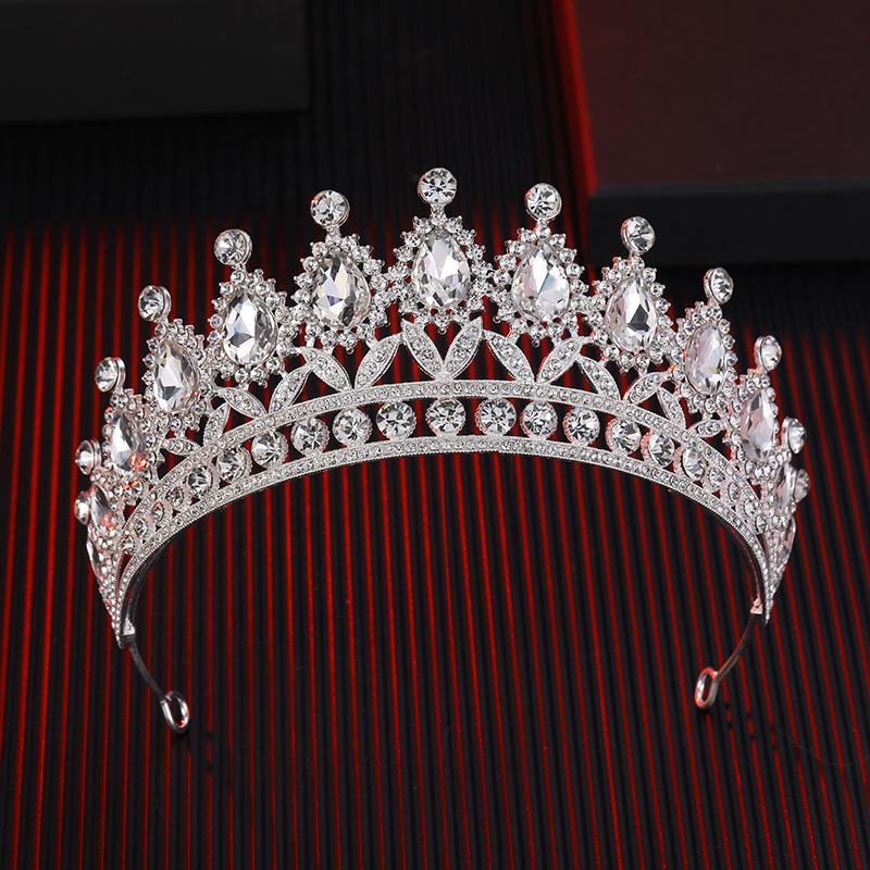 The Bride's Colorful Rhinestone  Baroque European and American Diamond Princess  Round Tiara Hair Accessory Wedding Dress and Crown