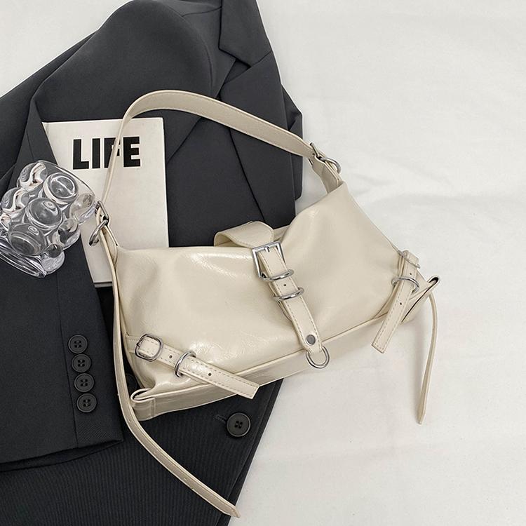 Retro Textured Shoulder Bag for Women Ladies Armpit Bag Casual Bag Versatile Monochromatic Simple Red Wine New